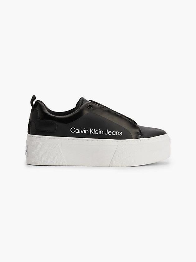 Calvin Klein USA Leather Platform Womens Sneakers Black 4702698-DX